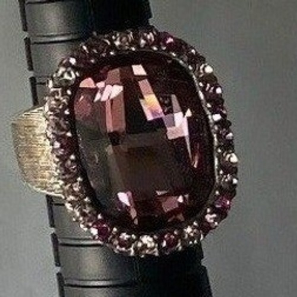 Oval Gemstone Halo Ring Rose Gold Tone Statement Ring Women